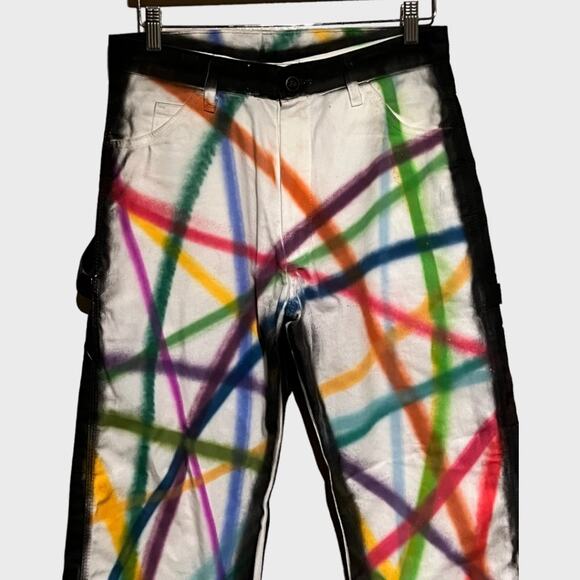 Dickies White Relaxed Fit Painter’s Pants - Painted Design (30x30) NWOT - Picture 2 of 8